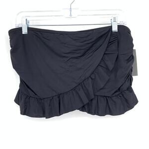 Kenneth Cole Reaction Women's Size Large Black Ruffled Swimsuit Bottom NEW